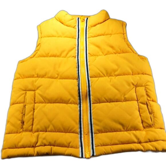 Gymboree Zip-Up Front Bubble Vest 2T/3T Yellow 2 Pocket. Accent Stripe Front.... - Picture 1 of 10